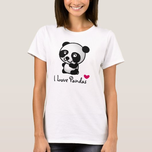 Ik hou van panda's met een schattig panda-beer en  t-shirt (Voorkant)