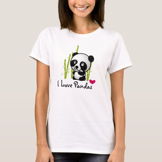 Ik hou van panda's met een schattig panda-beer en  t-shirt (Voorkant)