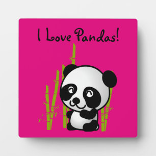 Ik hou van Pandas! Panda-beer met bamboe Fotoplaat