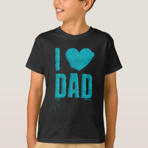 Ik hou van papa Blauwgroen glitter typografie SH T-shirt