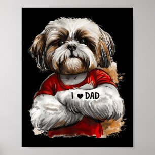 Ik hou van papa Tattoo Shih Tzu Pap Funny Fathers Poster