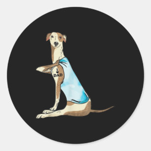 Ik hou van papa Whippet Dog Tattoo Ronde Sticker