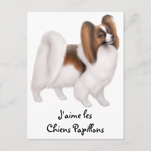 Ik hou van Papillon-honden in het Franse Briefkaar Briefkaart (Voorkant)