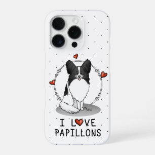 Ik hou van Papillons (wit & zwart) Hartjes Honden iPhone 16 Pro Hoesje