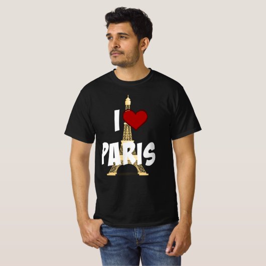 "Ik hou van Parijs" Eiffel Tower T-shirt (Voorkant volledig)