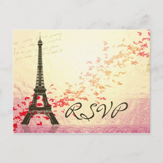 Ik hou van Parijs in de lente - RSVP Card Uitnodiging Briefkaart (Voorkant)