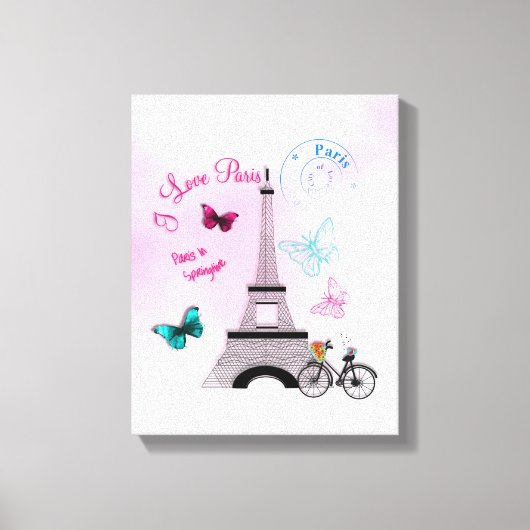 Ik hou van Parijs in Springtime Canvas Afdruk (Voorkant)