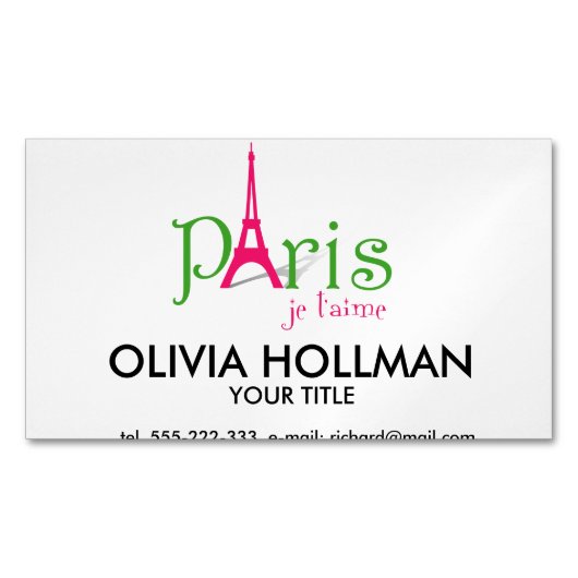 Ik hou van Parijs Visitekaartje Magneet (Voorkant)