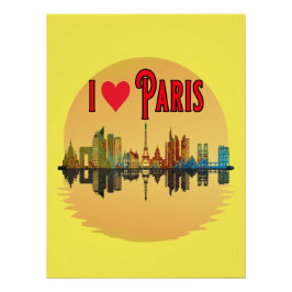 Ik hou van Paris Skyline Sunset Wall Art Poster Perfect Poster