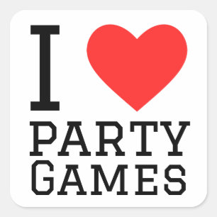 Ik hou van partygames vierkante sticker