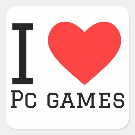 Ik hou van pc-games vierkante sticker (Voorkant)