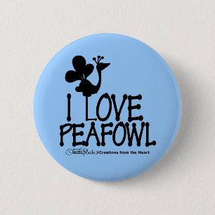 Ik hou van Peafowl silhouet Ronde Button 5,7 Cm