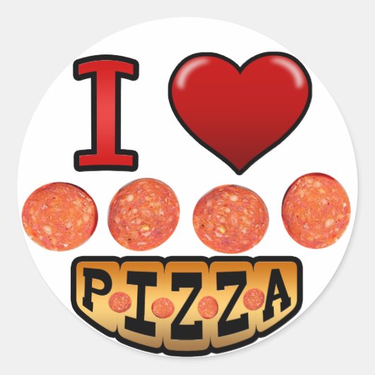 Ik hou van pepperoni pizza. ronde sticker (Voorkant)