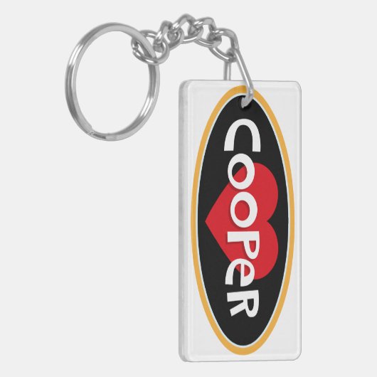 Ik hou van persoonlijk gepersonaliseerde COOPER Sleutelhanger (Voorkant Links)