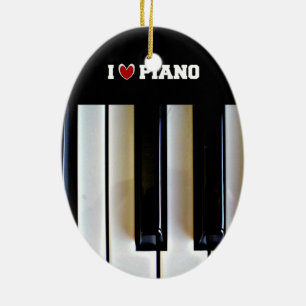 Ik hou van Piano Keramisch Ornament