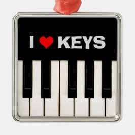 Ik hou van Piano Keys Metalen Ornament