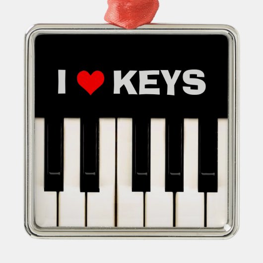 Ik hou van Piano Keys Metalen Ornament (Voorkant)