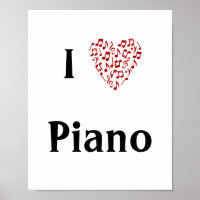 Ik hou van Piano Rode Hart van Muzieknoten