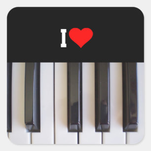 Ik hou van Piano Vierkante Sticker