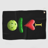Ik hou van Pickleball Black Sweat Towel Golfhanddoek (Horizontaal)
