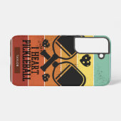 Ik hou van pickleball | Retrostrepen monogram naam Samsung Galaxy Hoesje (Achterkant horizontaal)