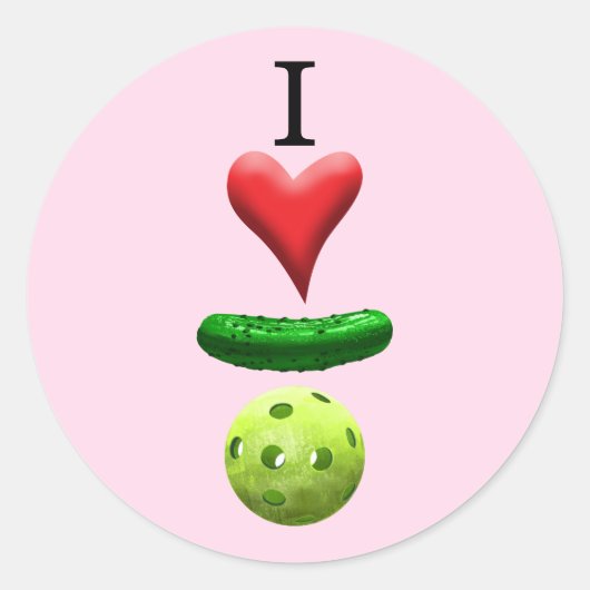 Ik hou van Pickleball - Roze - Ronde Sticker (Voorkant)