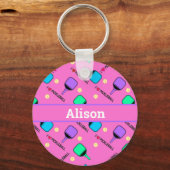 Ik hou van Pickleball roze Sleutelhanger (Voorkant)