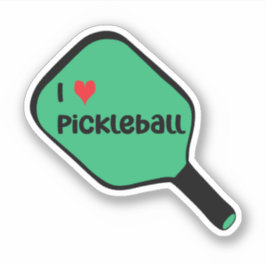 Ik hou van pickleball Tekst op Green Pickleball Pa Sticker