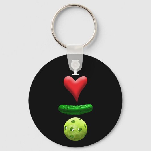 Ik hou van Pickleball - Zwart Sleutelhanger (Voorkant)