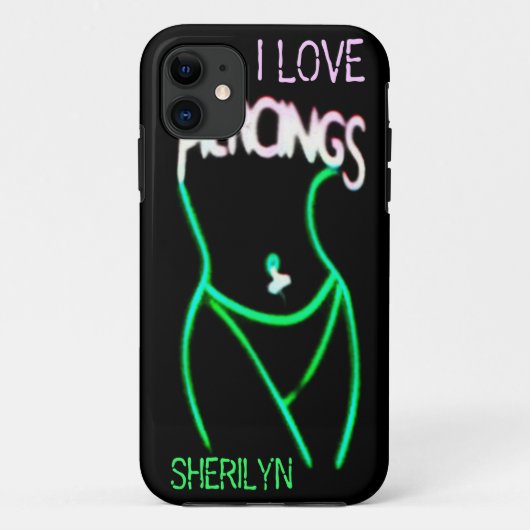 Ik hou van PIERCINGS Green Neon Lady iPhone 5 Hoes (Achterkant)