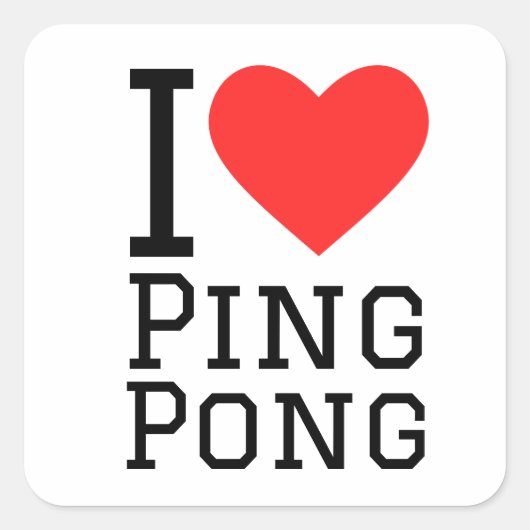 Ik hou van pingpong vierkante sticker (Voorkant)