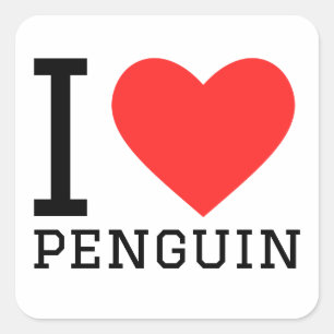 Ik hou van pinguïn vierkante sticker