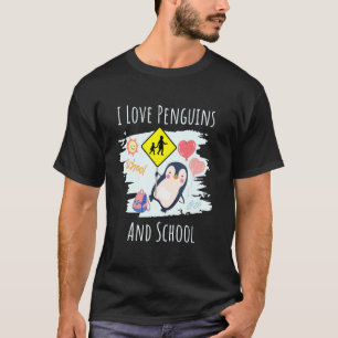 Ik hou van pinguïns en schoolpinguïn voor kinderen t-shirt