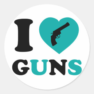 Ik hou van Pistolen Ronde Sticker