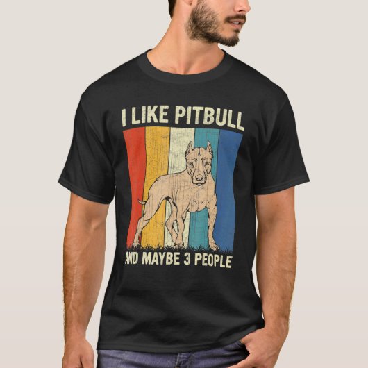 Ik hou van Pitbull en misschien 3 mensen Retro Pit T-shirt (Voorkant)