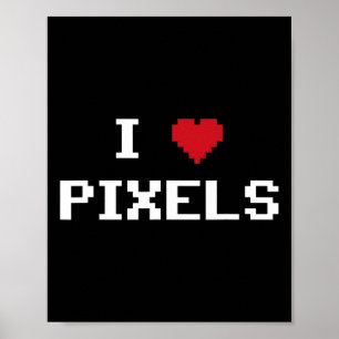 Ik hou van Pixels C64 Fans Hart Gaming Shirt Grapp Poster