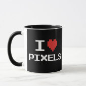 Ik hou van pixels met een pixelhartritme met een 8 mok (Links)