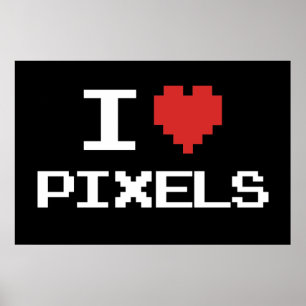 Ik hou van pixels met een pixelhartritme met een 8 poster
