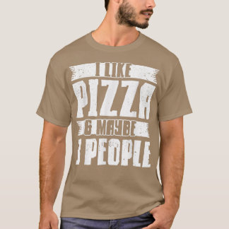 Ik hou van Pizza en misschien 3 mensen pizza over T-shirt