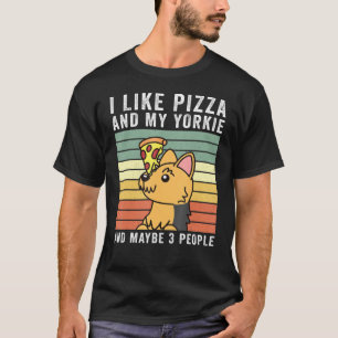 Ik hou van Pizza Yorkshire Terrier Retro Dog T-shirt