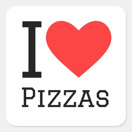 Ik hou van pizza's vierkante sticker (Voorkant)