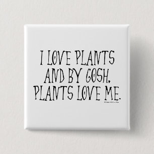 Ik hou van Planten en Planten Vierkante Button 5,1 Cm