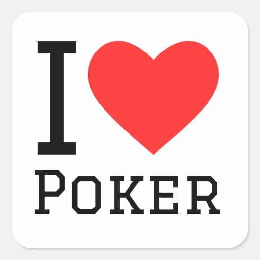 Ik hou van poker vierkante sticker (Voorkant)