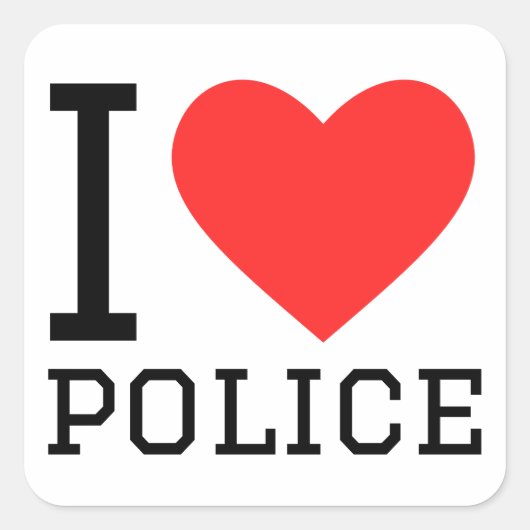 Ik hou van politie vierkante sticker (Voorkant)