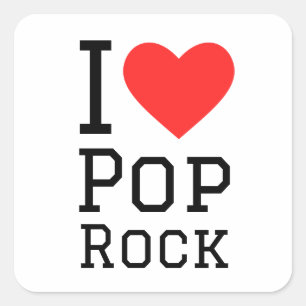 Ik hou van pop rock vierkante sticker