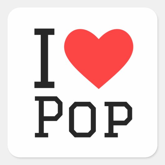 Ik hou van pop vierkante sticker (Voorkant)
