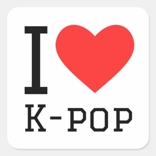 Ik hou van pop vierkante sticker (Voorkant)