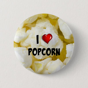 Ik hou van popcorn....Yum Ronde Button 5,7 Cm