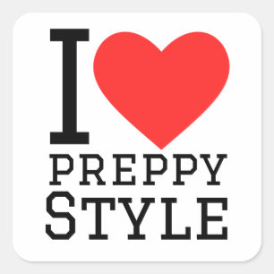 Ik hou van preppy stijl vierkante sticker