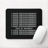 Ik hou van programmeren / Ik haat programmeren Muismat (Met muis)